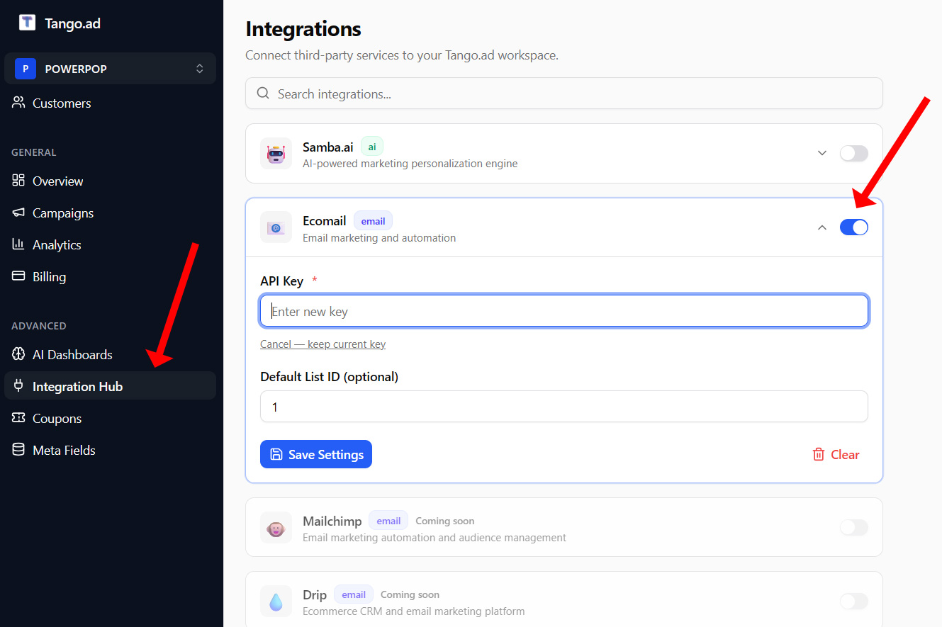 Tango.ad integration hub
